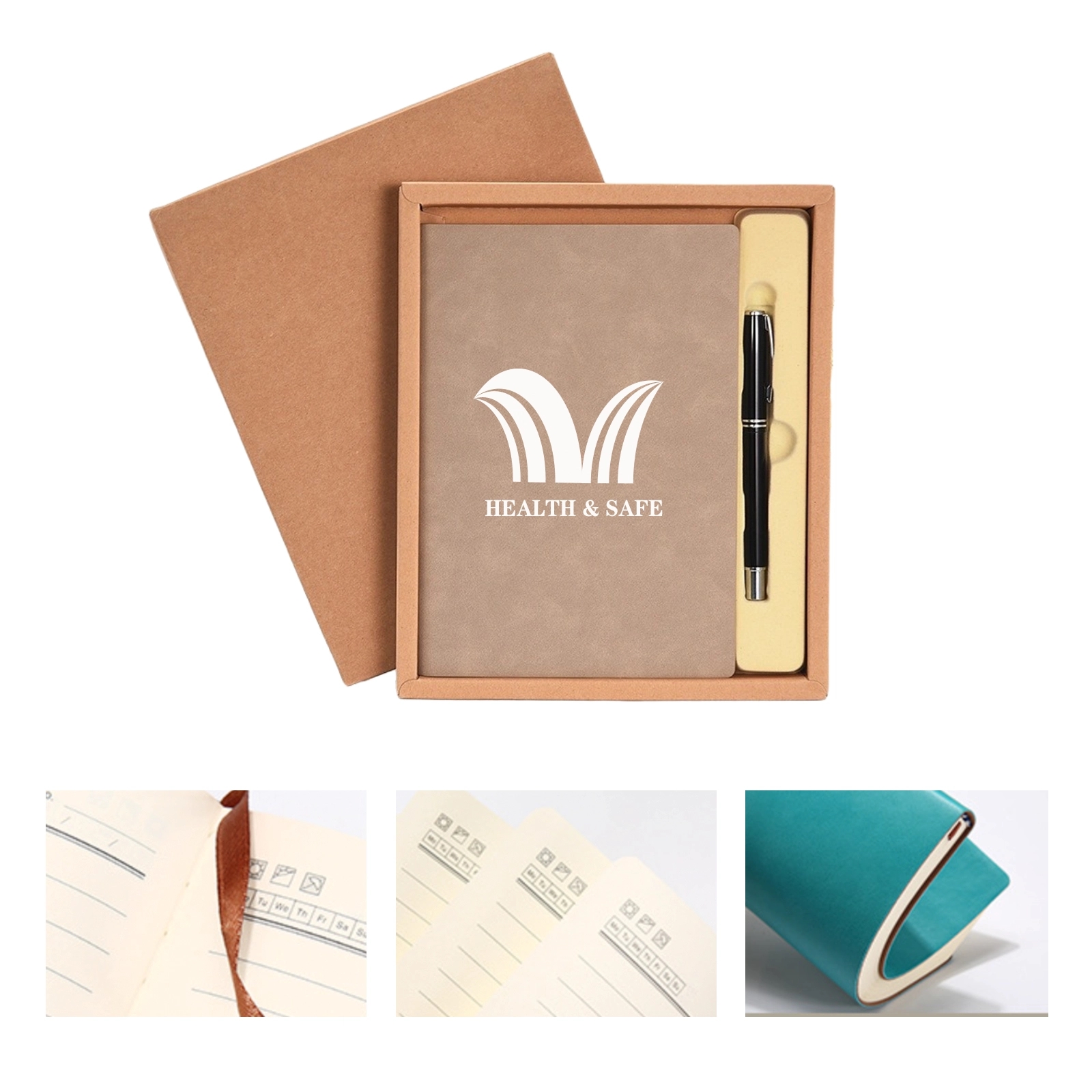 Soft Leather Notebook Set Gift Box With Pen 1