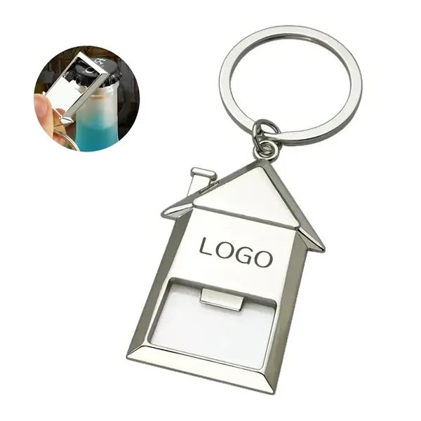 House Shaped Metal Bottle Opener Keychain - MOQ50 Quantity 3