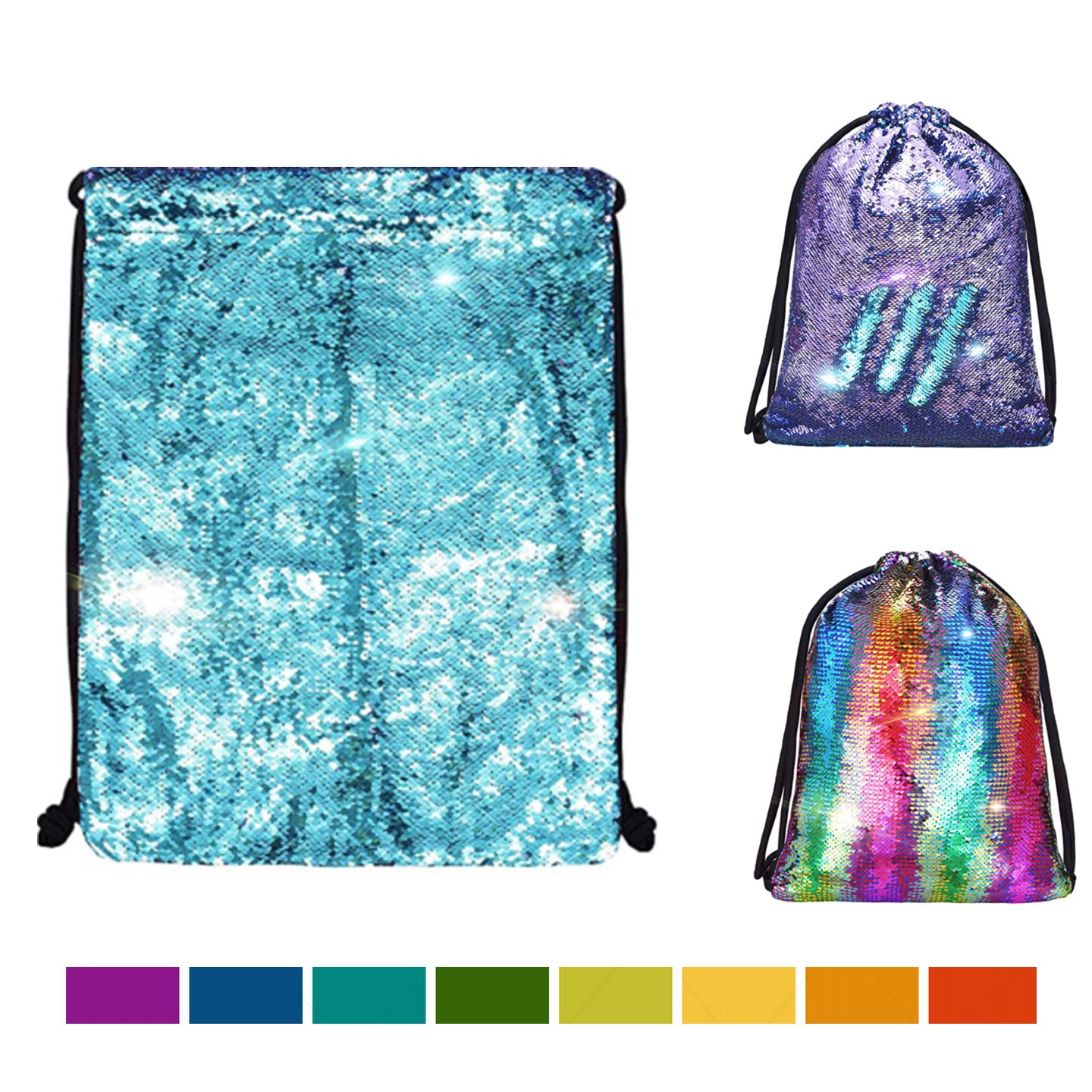 Reversible Mermaid Sequins Drawstring Backpack 2