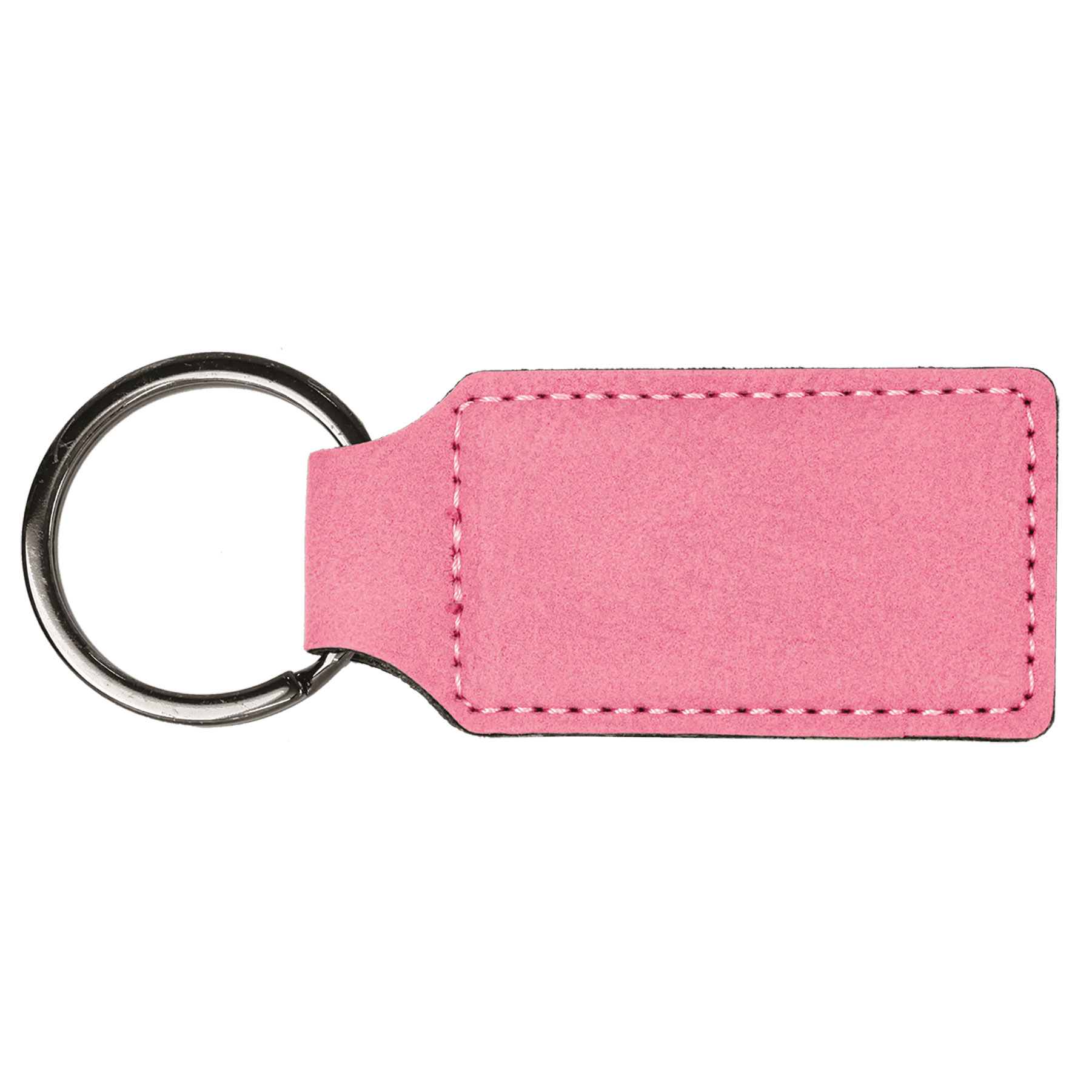 Pink Leatherette Rectangle Keychain 2