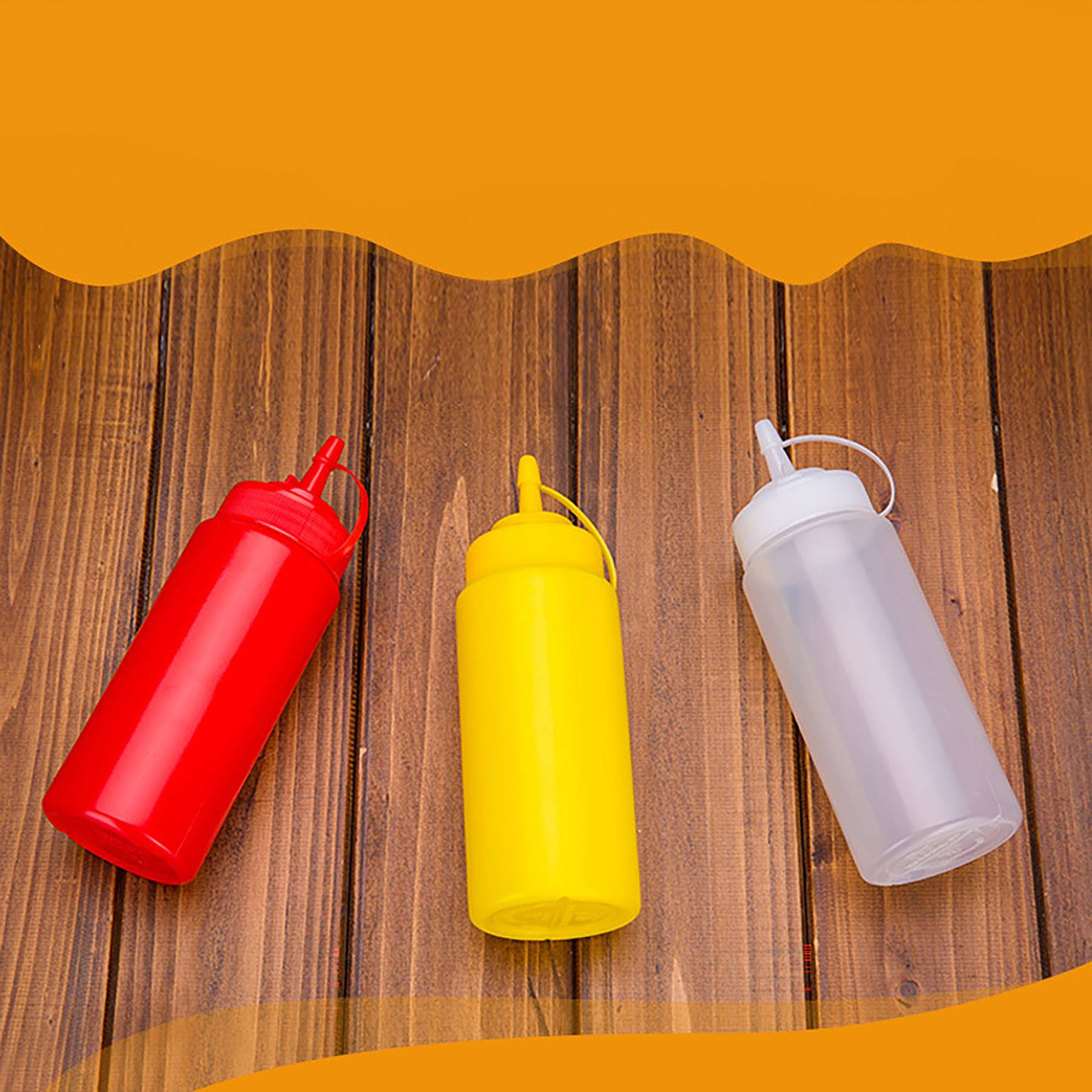 24 oz Plastic Squeeze Sauce Bottles with Nozzle Caps 3