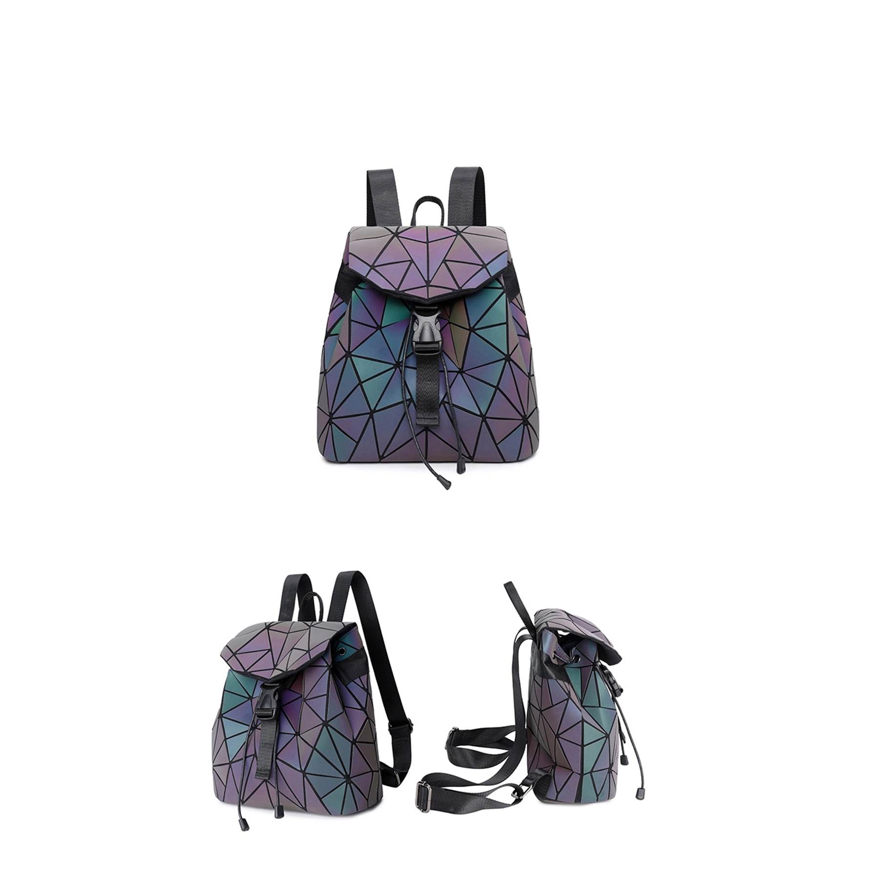 Women Men Geometric Luminous Purse Flash Travel Shoulder 5