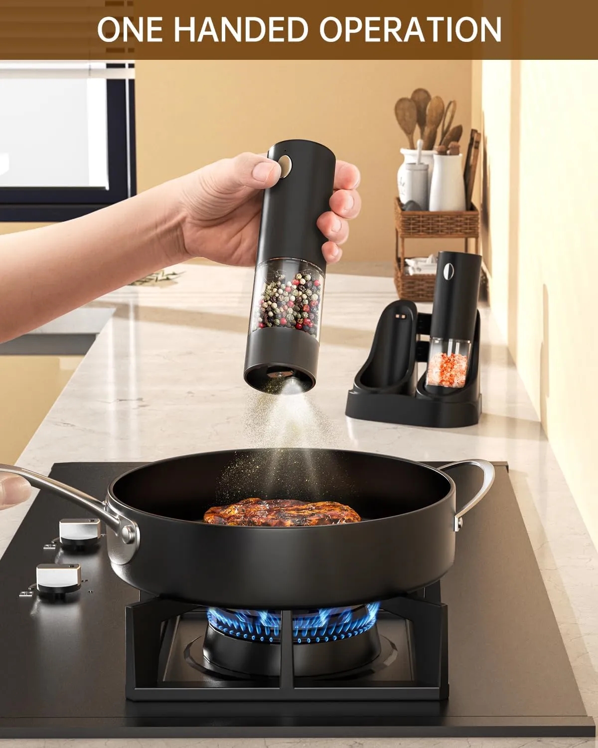 Upgraded Rechargeable Electric Salt and Pepper Grinder Set 7