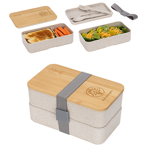 Double Decker Lunch Box with FSC® Bamboo Lid & Utensils 10
