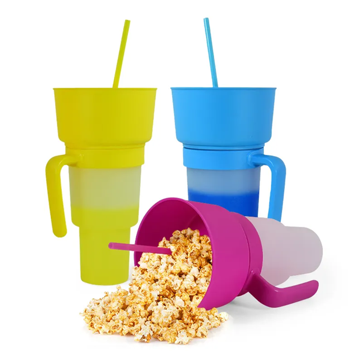 32oz Plastic Color Changing Snack Cup with Straw 6