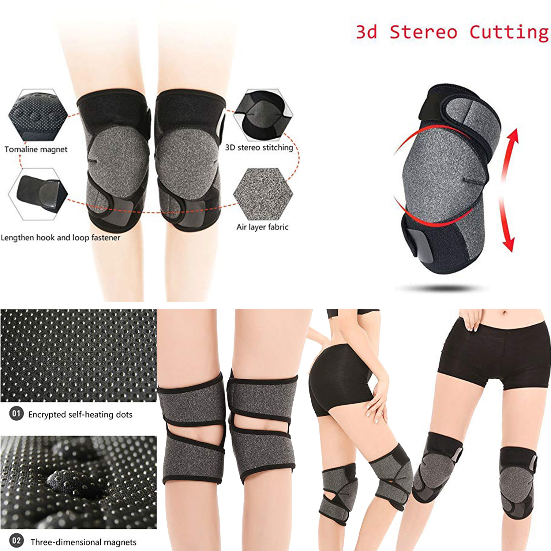 2PCS Tourmaline Self Heating Magnet Knee Brace 2