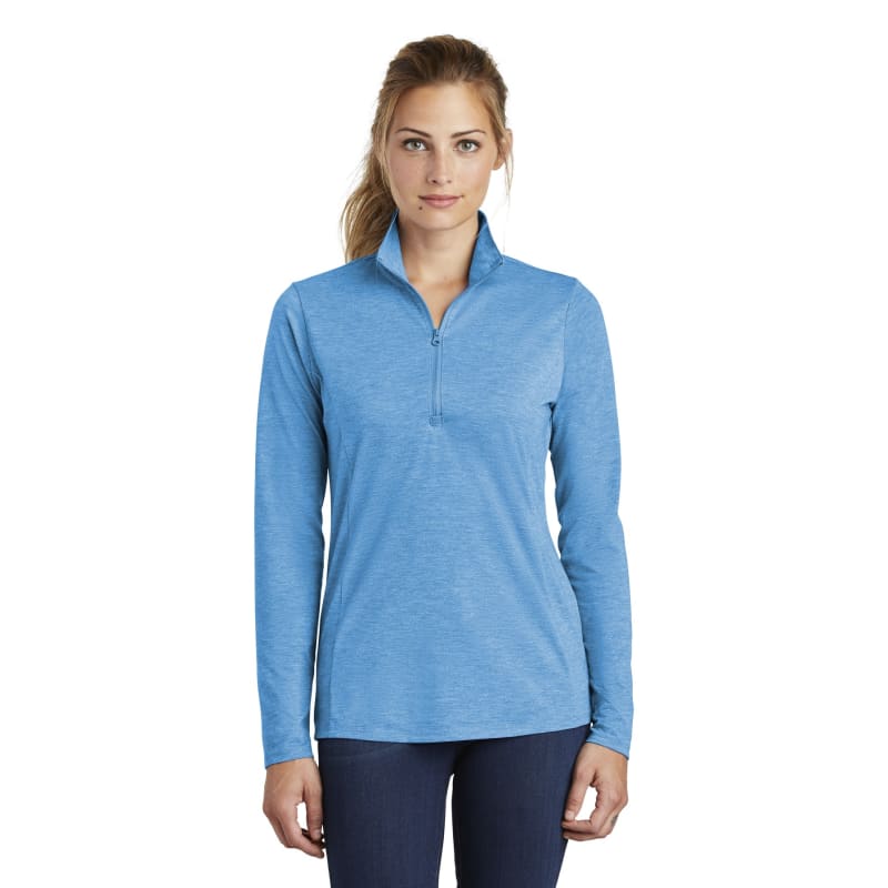 Sport-Tek Women's PosiCharge Tri-Blend Wicking 1/4-Zip Pullover. 2
