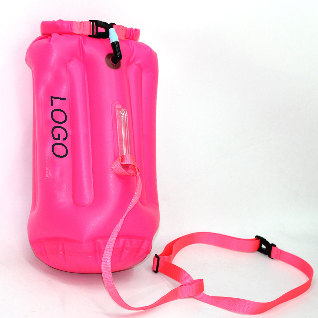 PVC Inflatable Safety Buoy Waterproof Dry Floating Storage Bag W/ Waistband for Swimming/Training 2