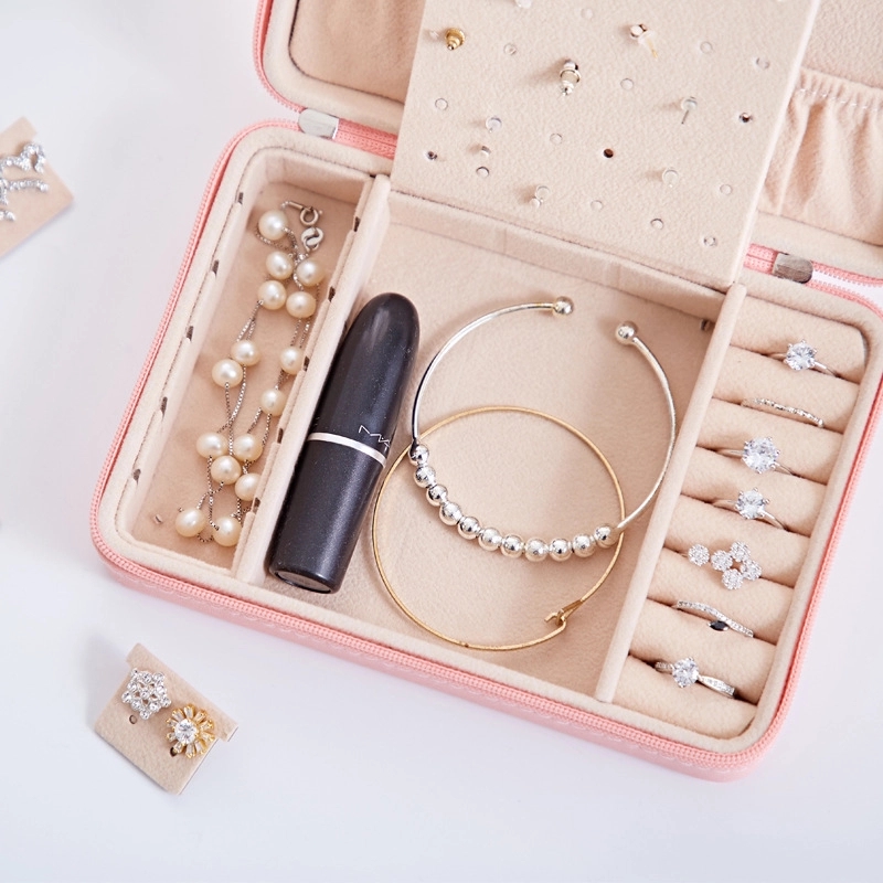 Portable Travel Jewelry Organizer Box with Mirror / Hook 14