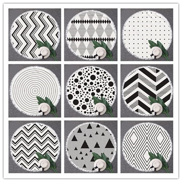 Microfiber geometric series round beach towel 6