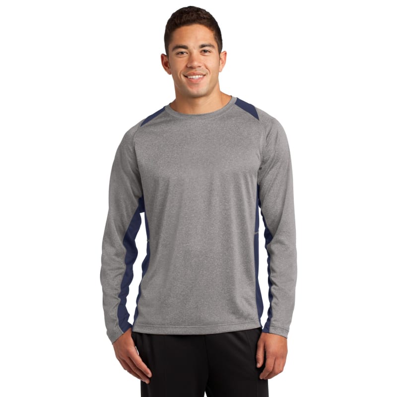 Sport-Tek Long Sleeve Heather Colorblock Contender Tee. 14