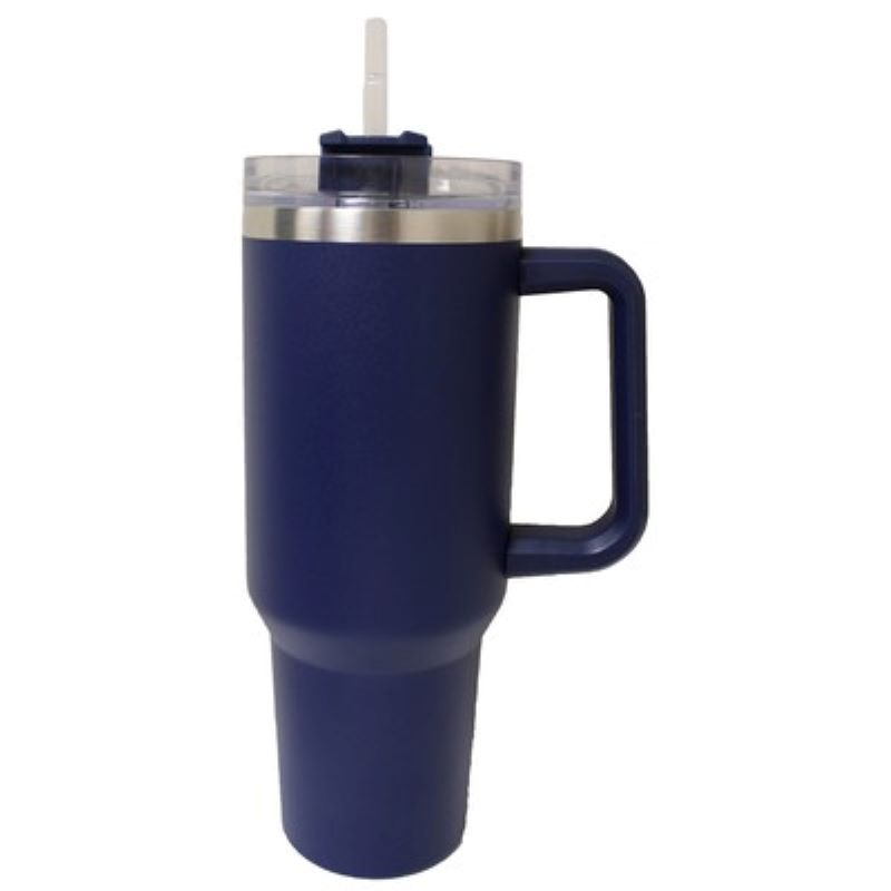 Matte 40 Oz. Stainless Steel Insulated Mug w/Straw Lid 2