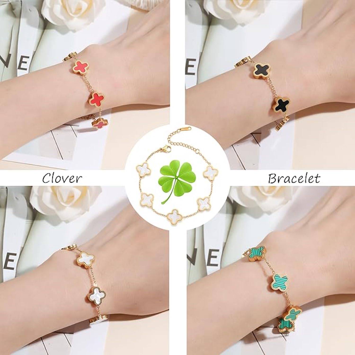 Gold Plated Clover Lucky Bracelet For Women 6