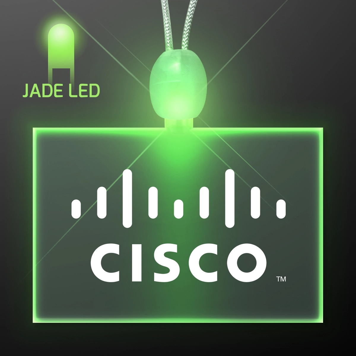 Light-up promotional acrylic rectangle necklaces with LED 6
