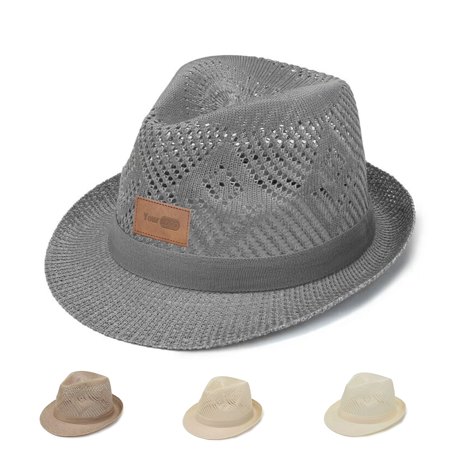 Polyester Solid jacquard breathable sun hat 1
