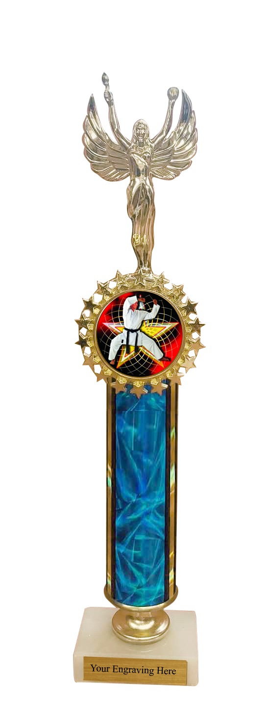 Round Column Trophy on Marble Base with Choice of Logo and Figure 3