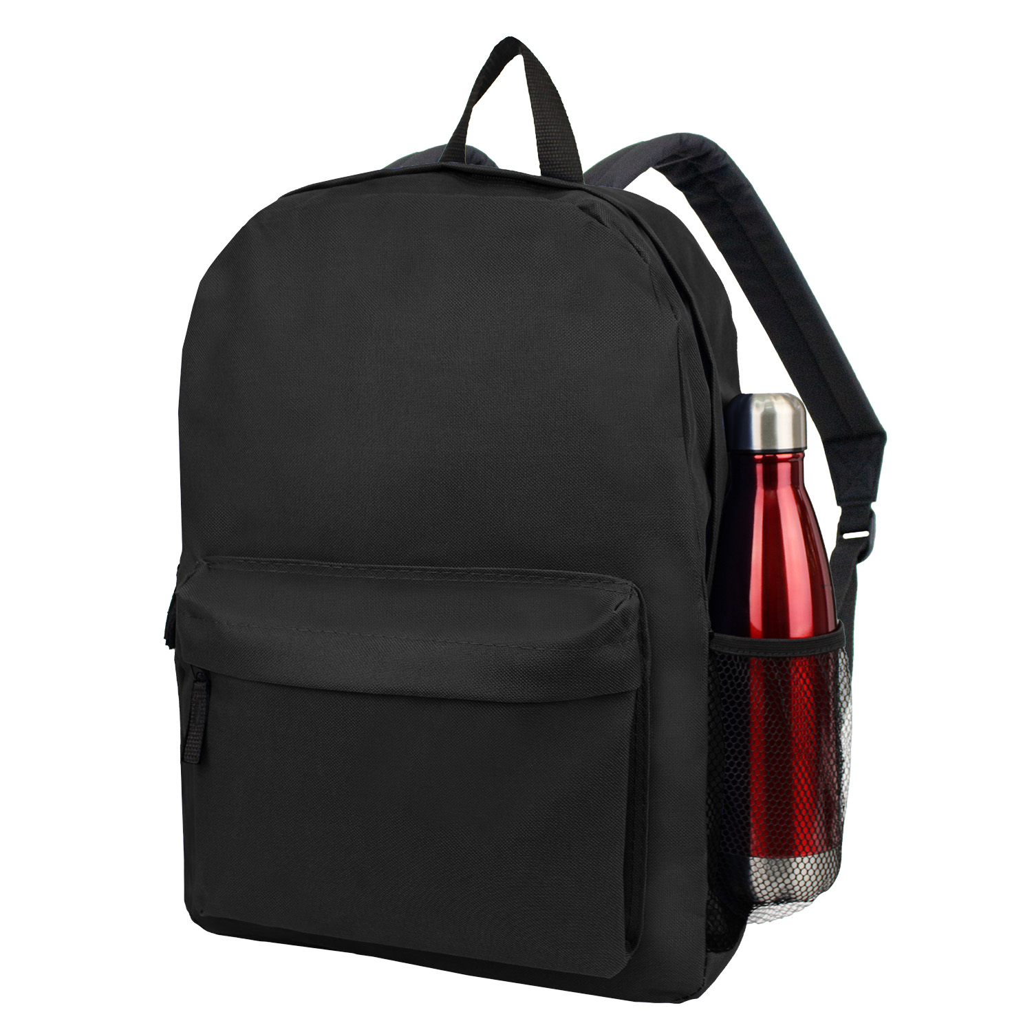 17" BEST VALUE HEAVY DUTY BACKPACK WITH WATER BOTTLE POCKET