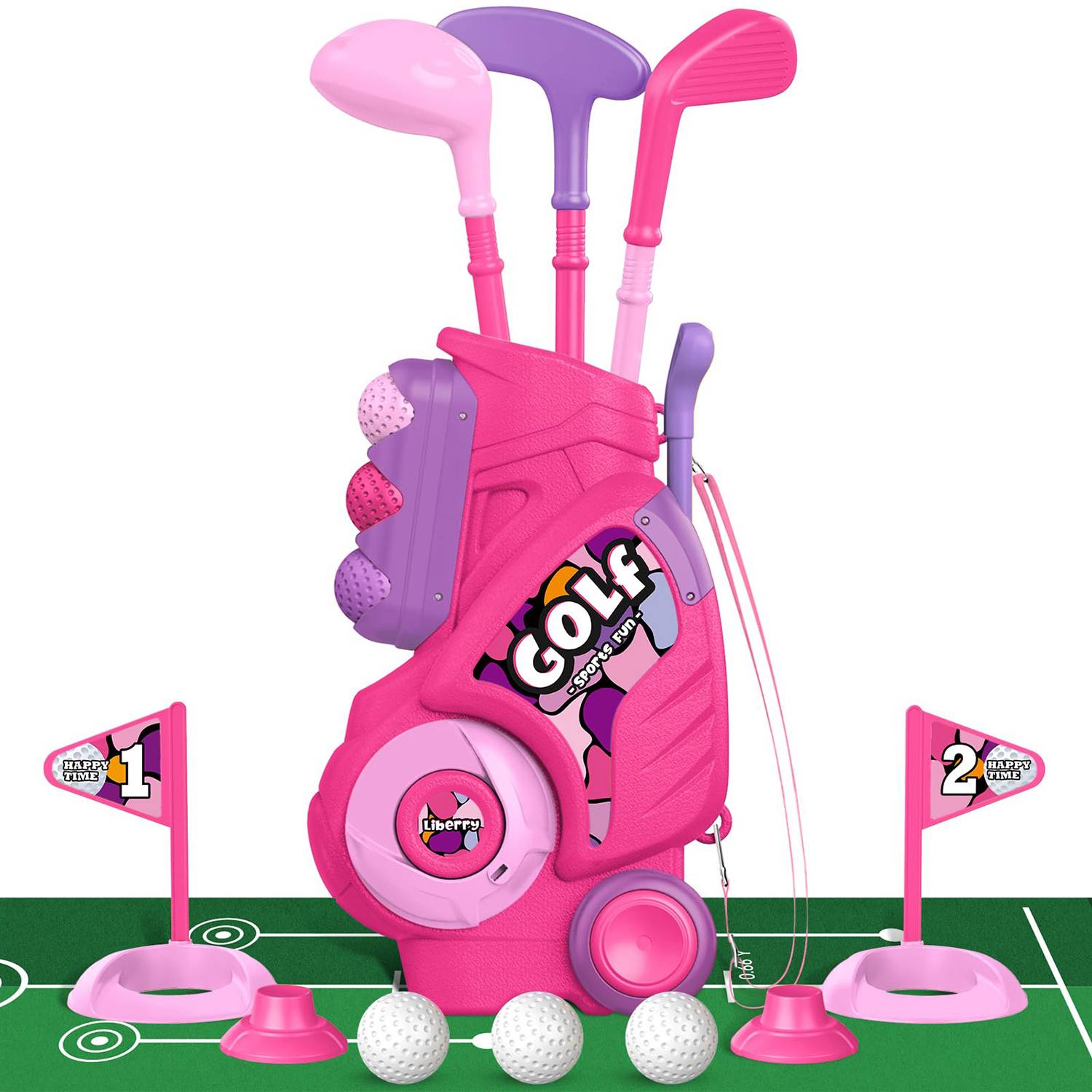 Fun Kids Golf Toy Set W/ Putting Mat 6