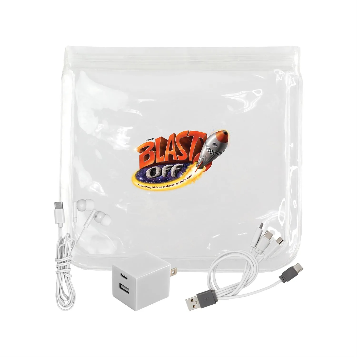 Clear A+C Wall, Cable & Ear Bud Set 12