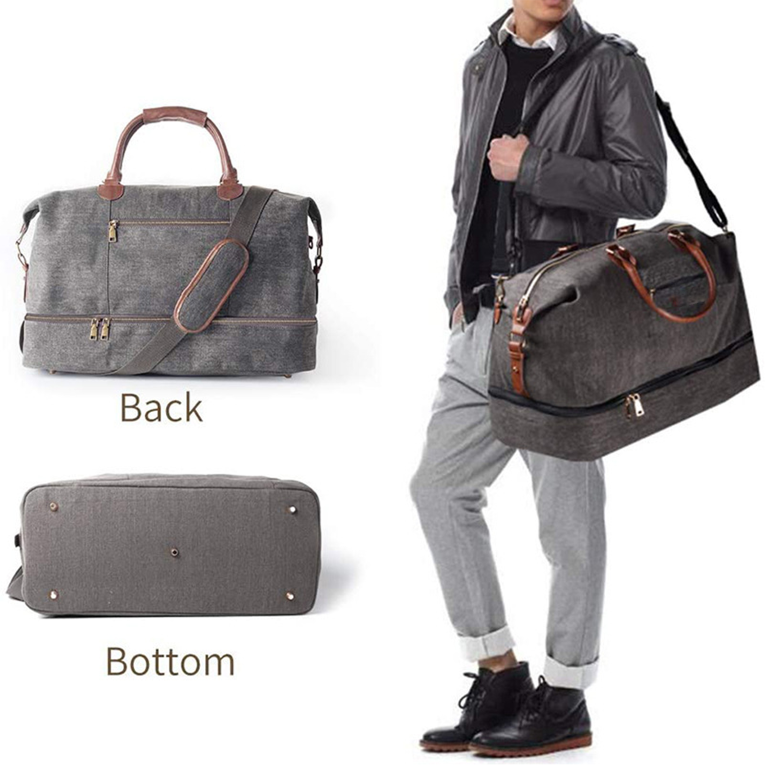 Canvas Weekender Bag with Shoe Pouch 5