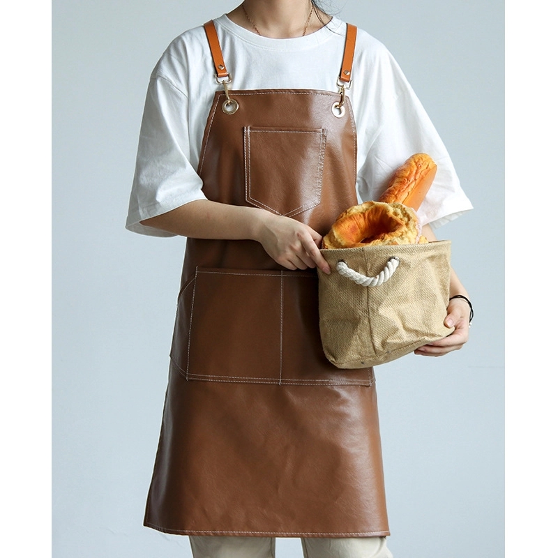 Custom PU Kitchen Apron with Large Pockets 2