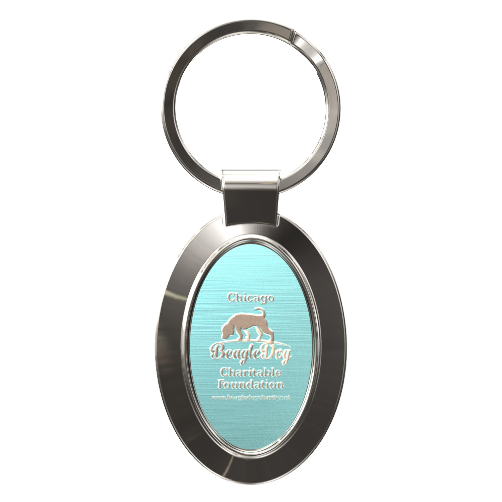 Vibraprint® Premium Bright Silver Oval Key Tag