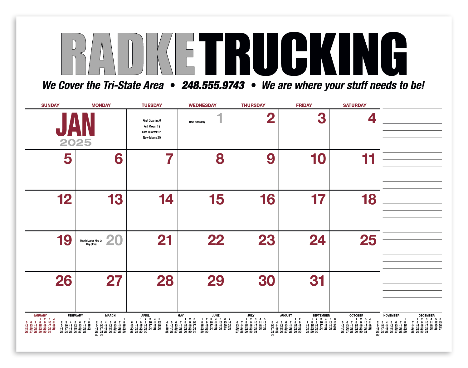 HotLine® Products 13-Month Desk Pad Calendar 23