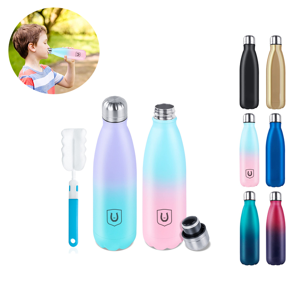 17 oz Cola-Style Stainless Steel Water Bottle with Sponge Brush 2