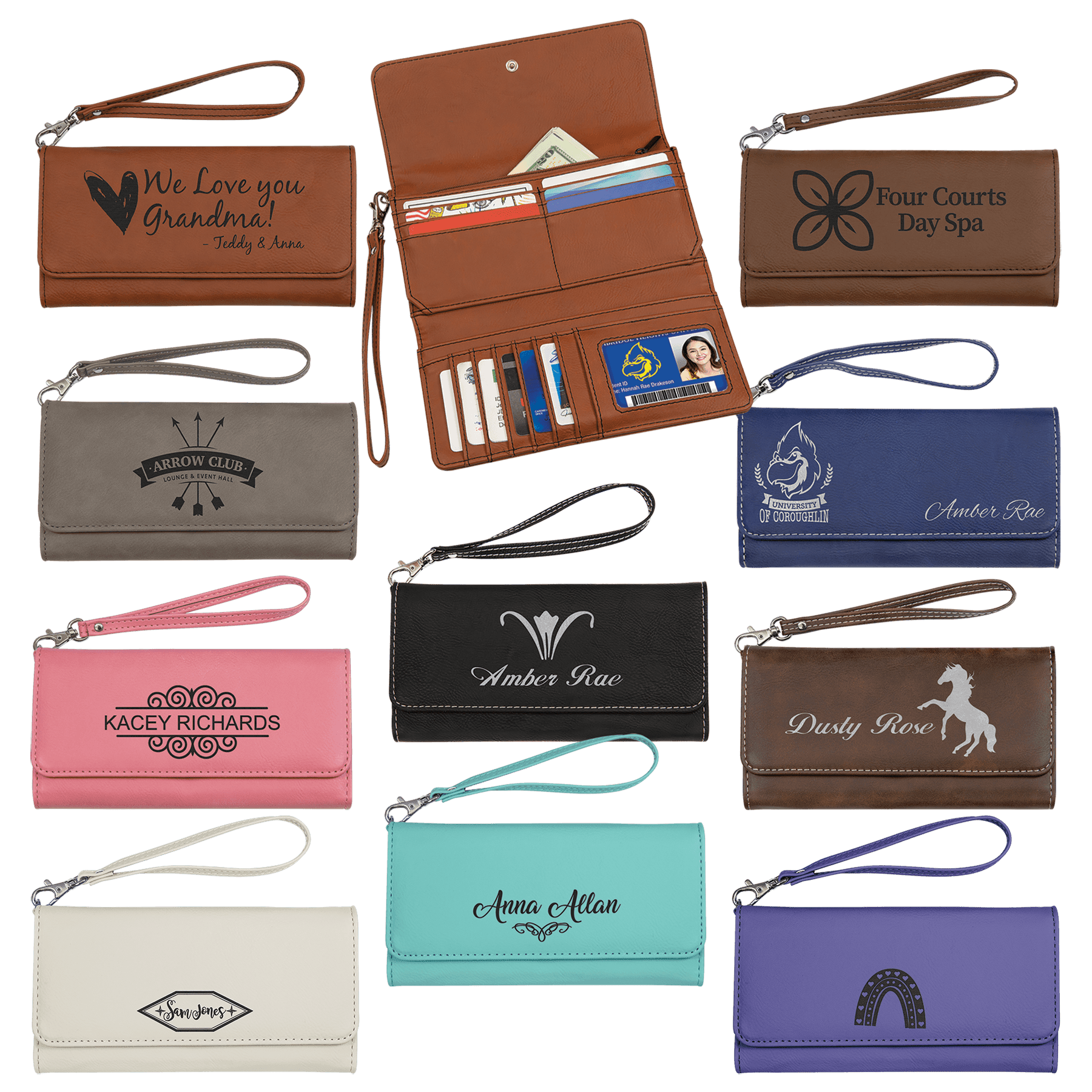 7 1/2" X 4" Laserable Leatherette Wallet With Strap 3
