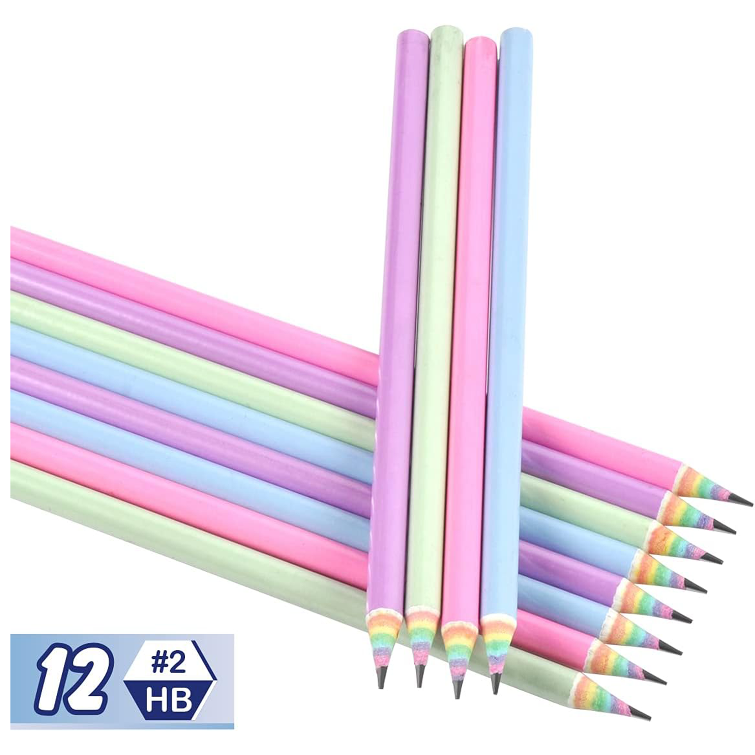 12PCS Eco-friendly Rainbow Pencils 2