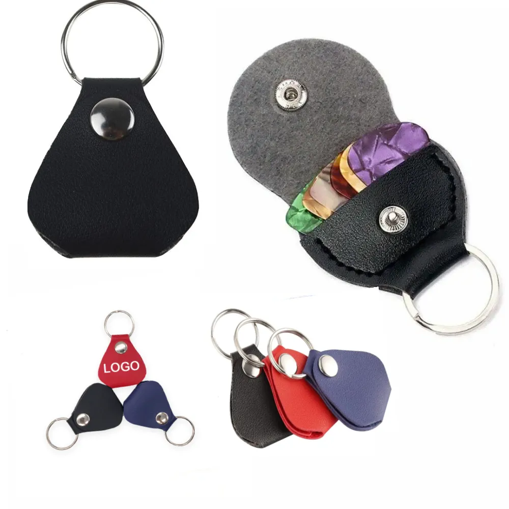 Triangle Leather Case Keychain for Guitar Pick 6