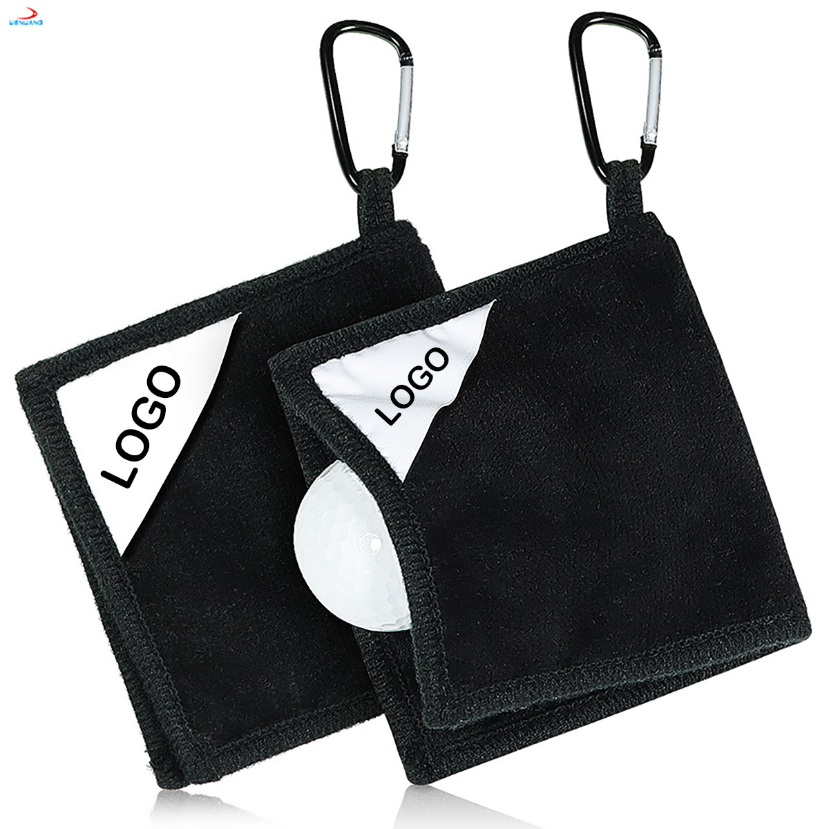 Microfiber Custom Golf Towel With Clip 5.5"w x 5.5"h 2