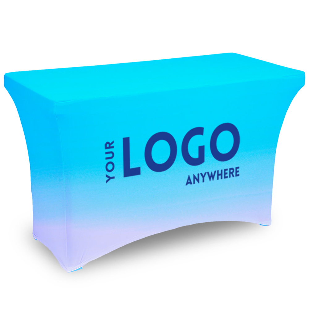 Zipper Back - 4' Fitted, 4 Sided Contour Stretch All-Over Imprint Table Cover