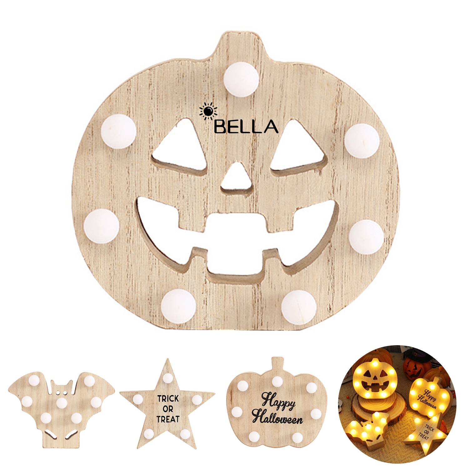 Wooden pumpkin lantern
