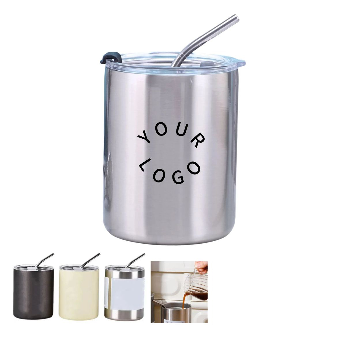 Rust Proof Stainless Drink Cup with Straw 2