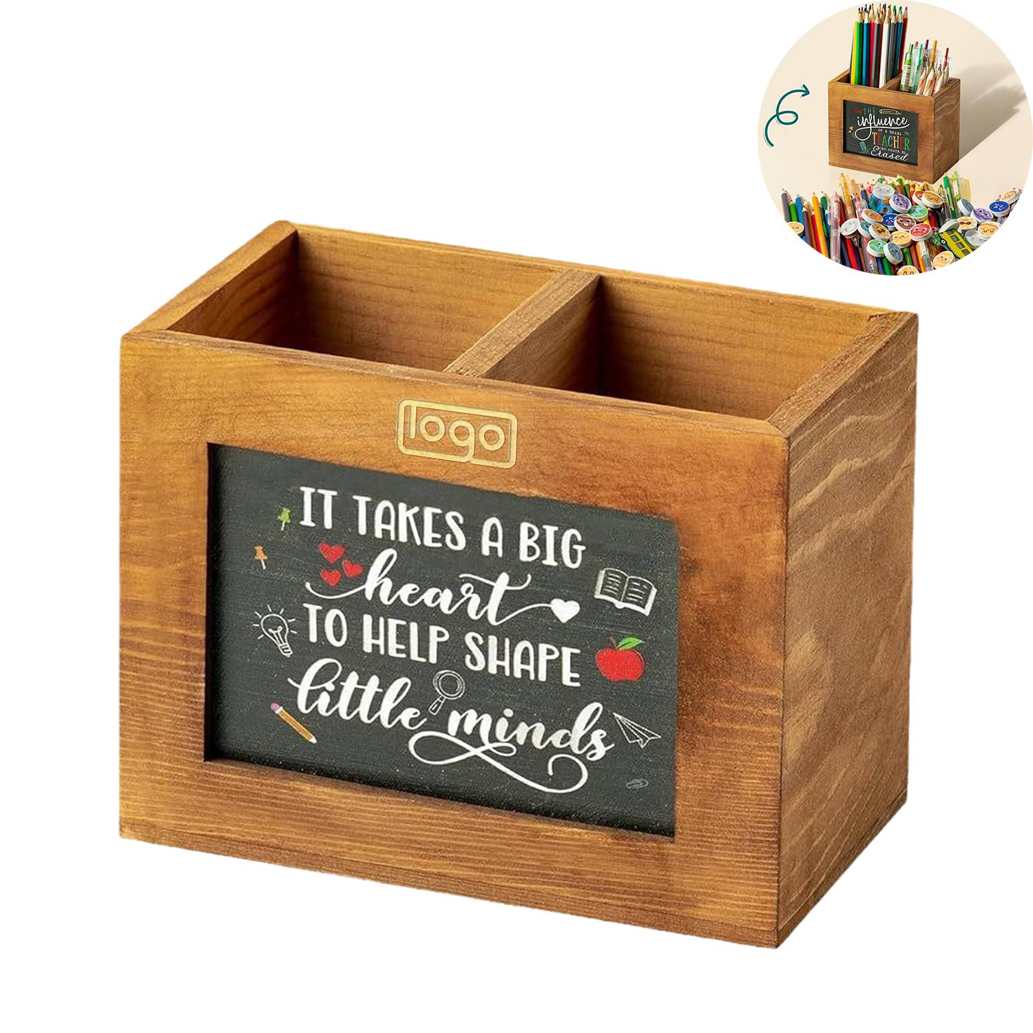 Writable Wooden Blackboard Pen Holder 2