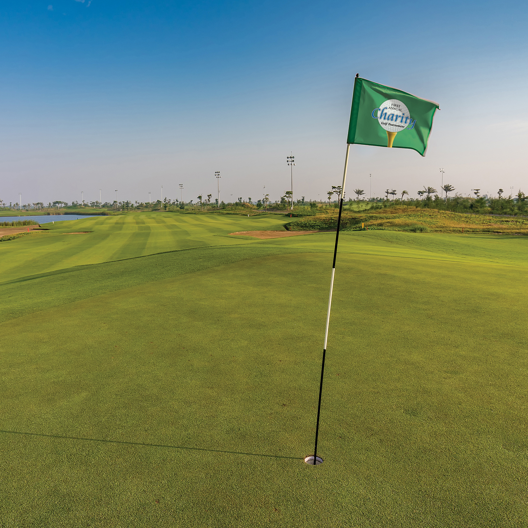 48 - Hour 14" x 20" Single Reverse Golf Flag with Tube 1