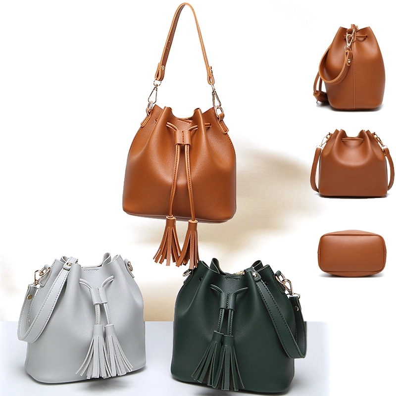 Leather tote bucket bag for women, custom tote bag with logo imprint 8