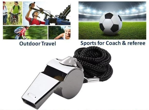 Stainless Steel Sports Metal Whistles with Lanyard 4