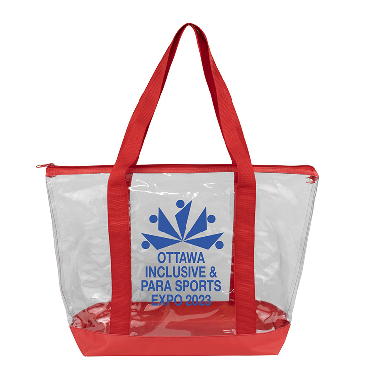 19"W x 13 ½"H x 6"Gusset - "BONDI" Jumbo Clear Zippered Tote Bag 39