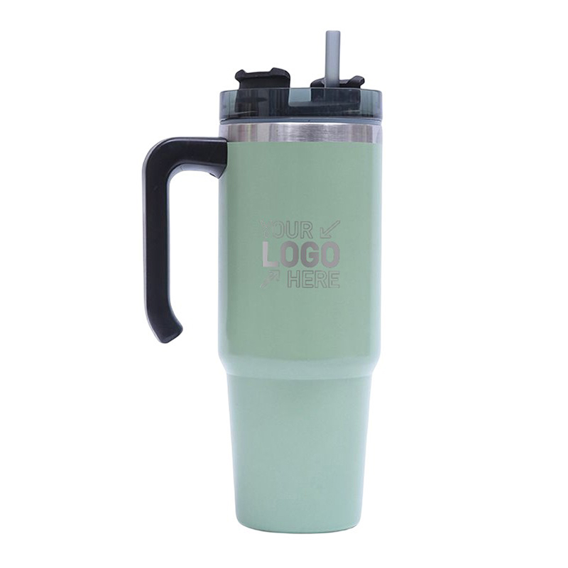 30 OZ Double Walls Stainless Steel Auto Tumbler With Straw And Handle 5