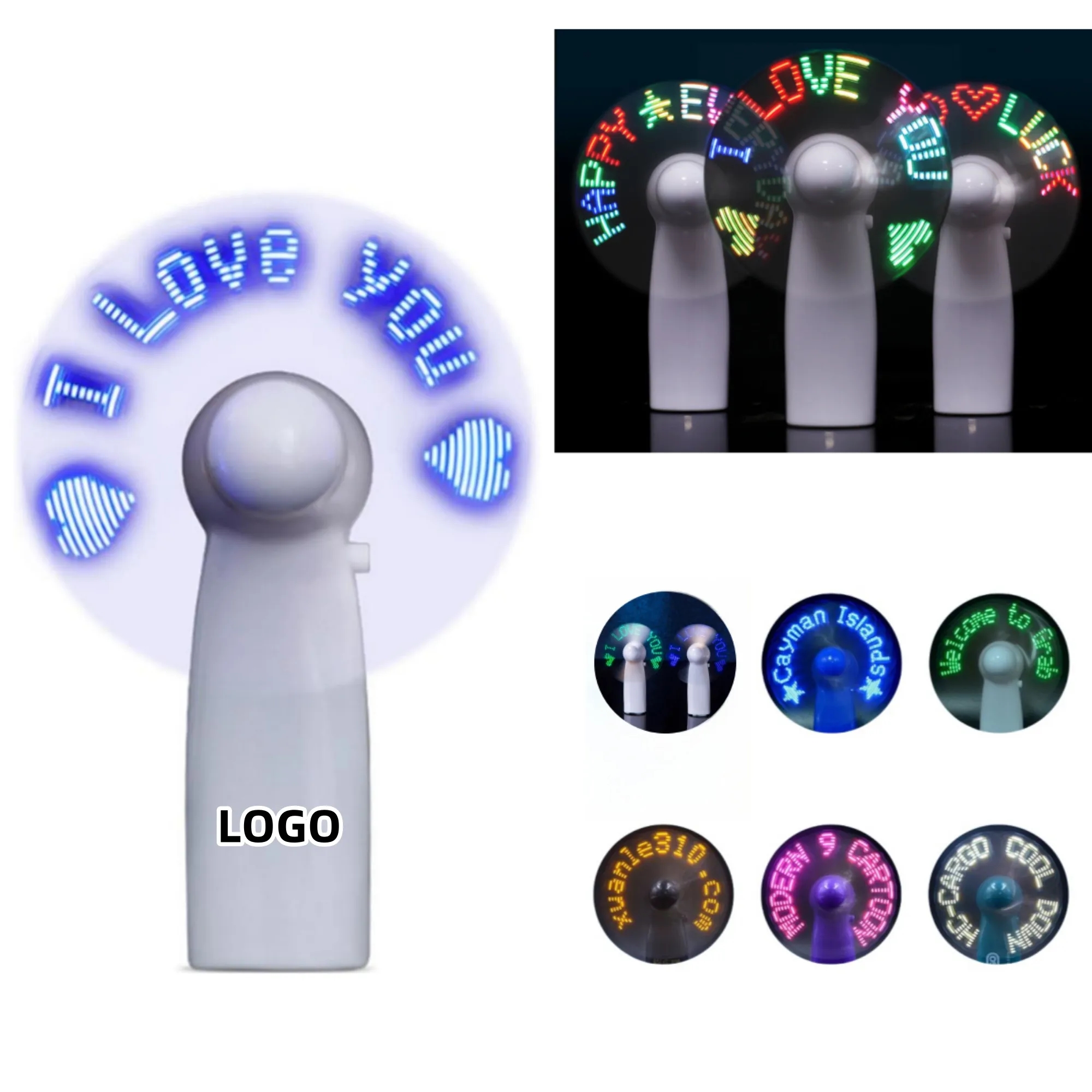 Mini LED Flashing Handheld Fan with Changeable Word 3