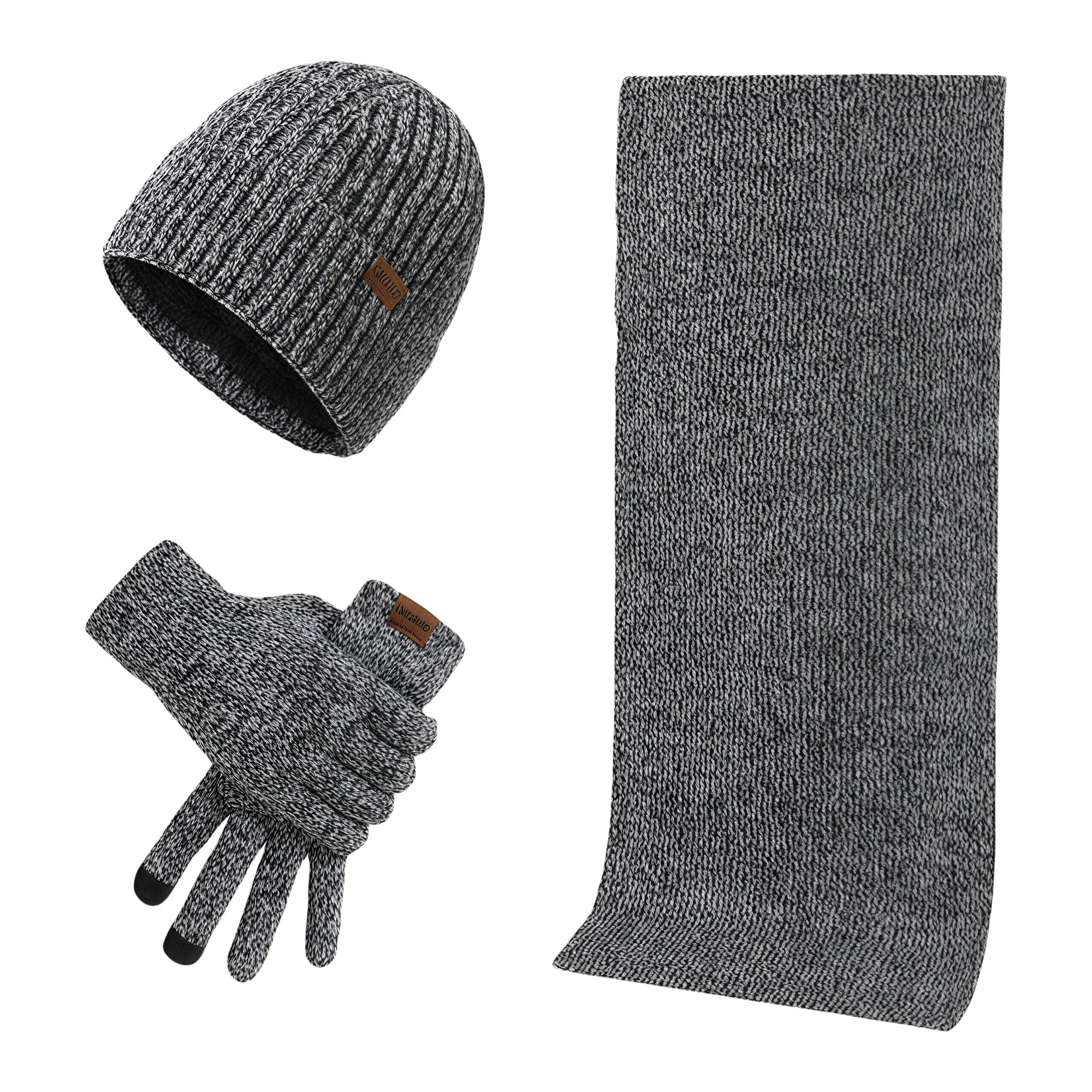 Winter Warm Knit Hat Scarf Gloves Set 2
