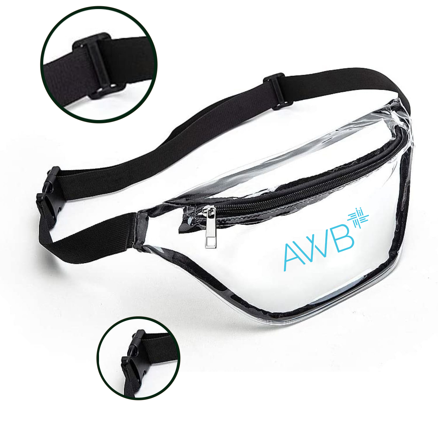 Clear Fanny Pack w/ Zipper Pockets Transparent PVC Bag 2
