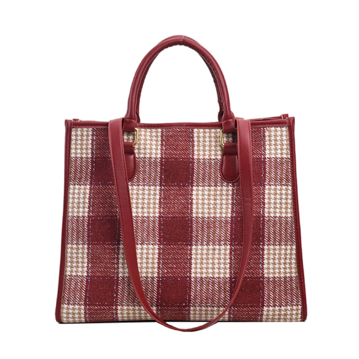 Canvas Crossbody Bag Fashion Checkered Tote for Women 3