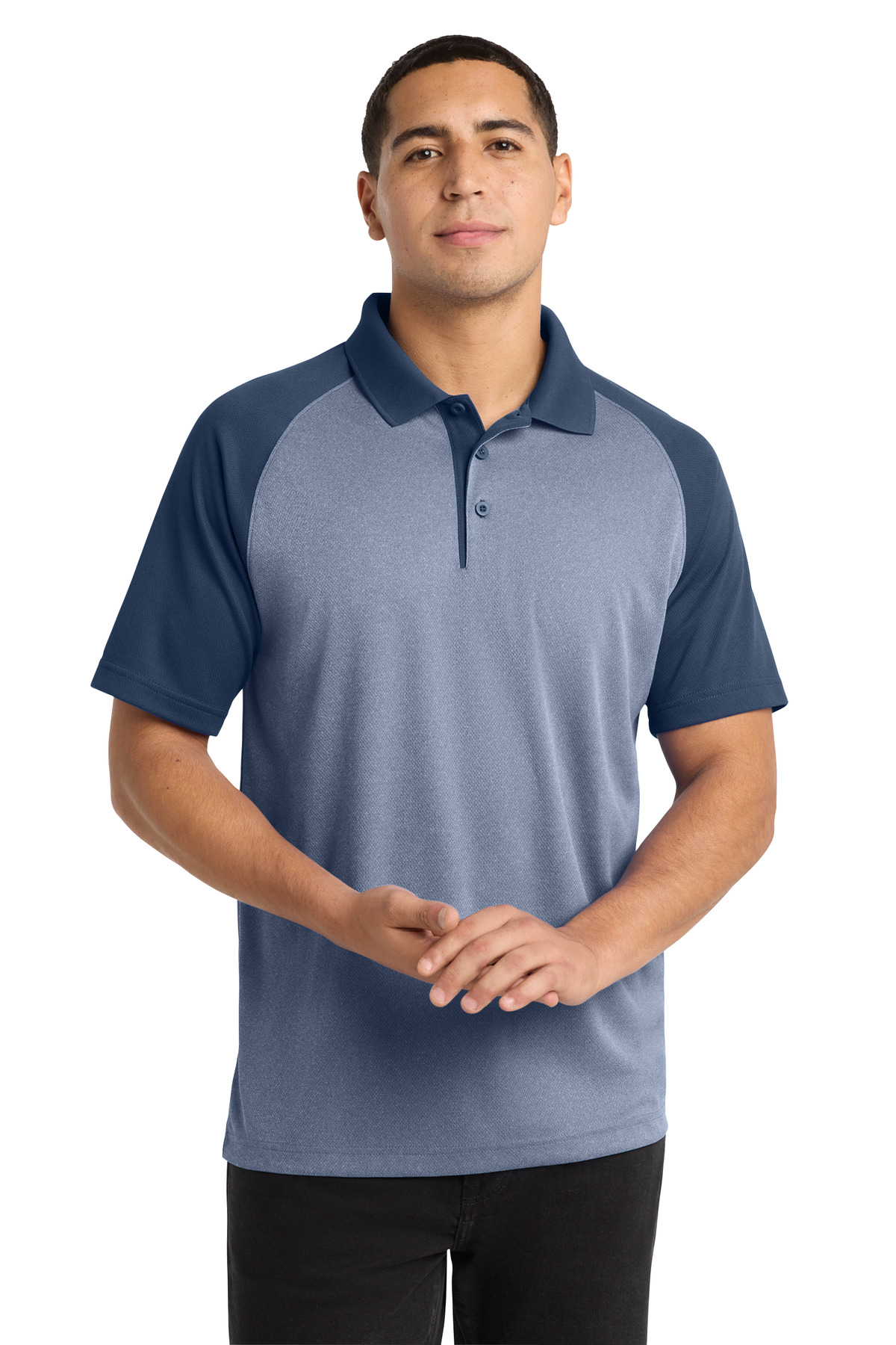 Sport-Tek PosiCharge RacerMesh Raglan Heather Block Polo. ST641 17