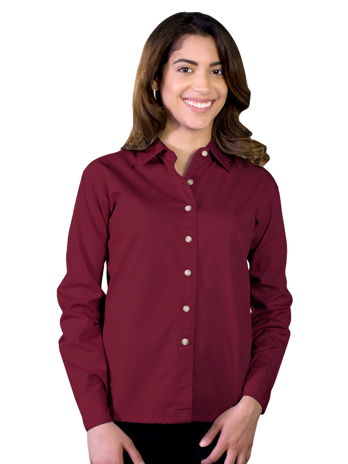 Blue Generation - Women's Pocketless Long Sleeve Superblend Poplin Shirt