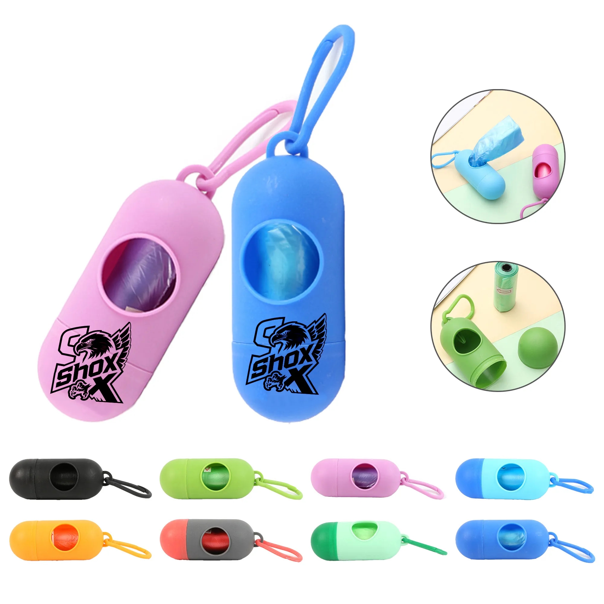 MOQ 10 Portable Pet Trash Bag With Key Chain 3