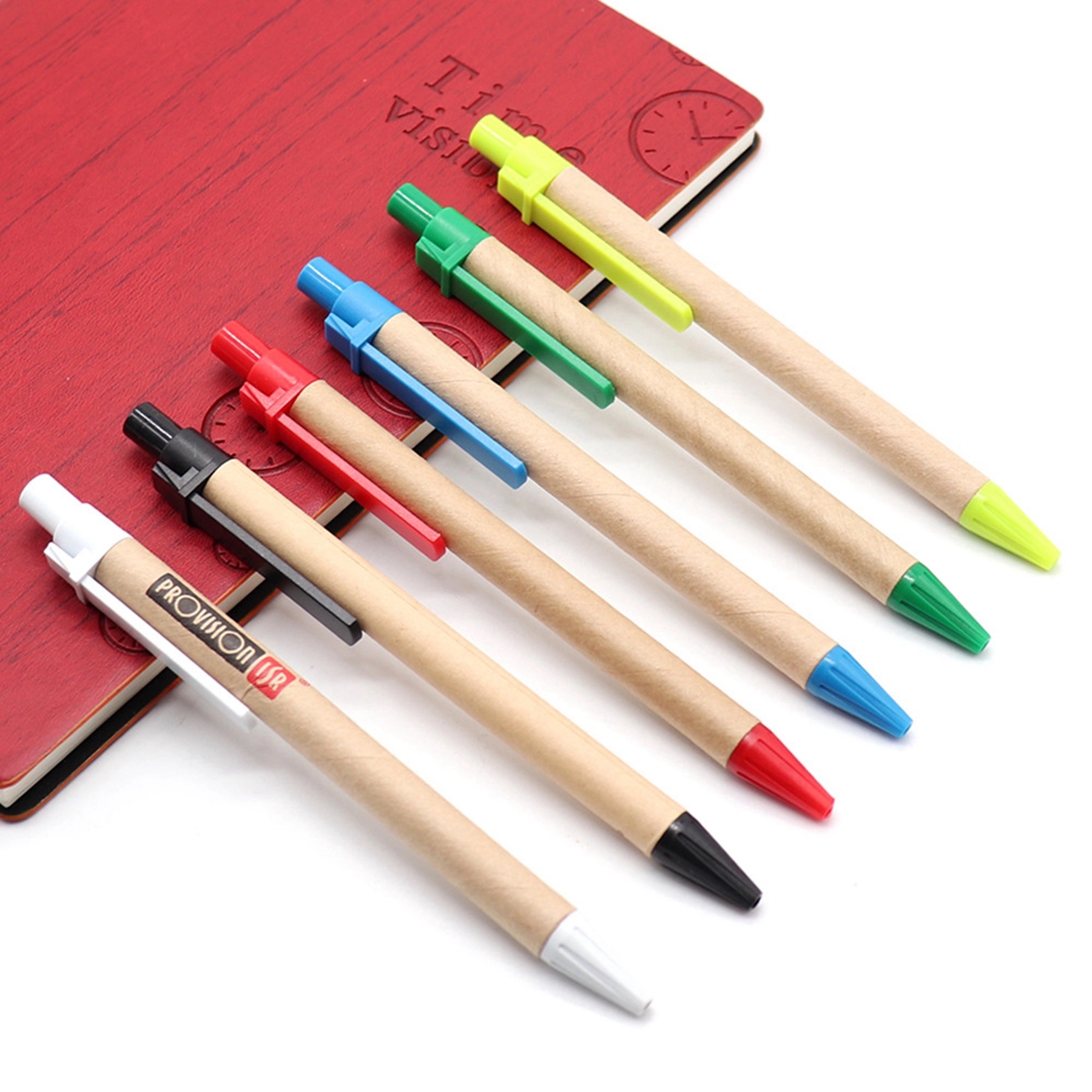 Eco-Friendly Kraft Paper Ballpoint Pen with Plastic Clip 2