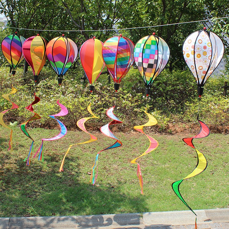 Rainbow Hot Air Balloon 6 Panel Wind Spinner Includes Colorf 4
